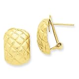 14k Polished Quilted Omega Post Earrings