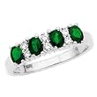 10K White Gold 0.11 ct. Diamond with Alternating 3/4 ct. Emerald Ring