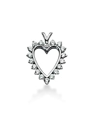 14K Gold Prong set Diamond Heart Pendant (1.44 cttw, F - G Color, SI2 Clarity)