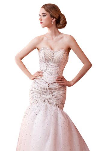 Passat Women's Crystal Mermaid Wedding Dress Size US8 Color White