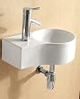 ELANTI EC9849-R Porcelain White Wall-Mounted Round Deep Bowl Right-Facing Sink