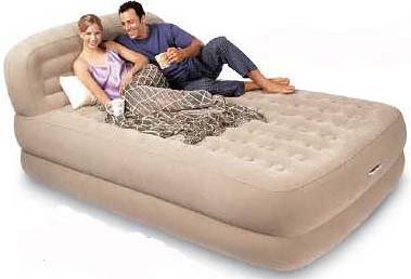 INTEX 66953 (66953E) COMFORT-REST RISING COMFORT RAISED QUEEN AIR MATTRESS AIRBED BED W/ ATTACHED BACK-REST, REMOVABLE DELUXE MEMORY FOAM TOP & WIRELE