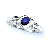 14K White Gold 0.01 ct. Diamond and 5/8 ct. Sapphire Ring
