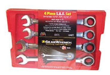 GearWrench 9309 Combination Ratcheting Wrench Set SAE, 4-Piece