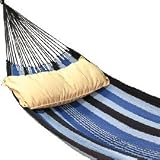 Deluxe Mayan Hammock - Blue and Blue Stripe