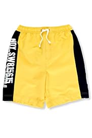 Assorted Slogans Contrast Drawstring Swim Shorts