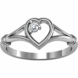 18K White Gold Diamond Heart Promise Ring - 0.03 Ct.