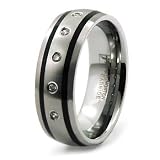 7mm Tungsten Carbide Diamond Ring (0.10ctw) GH/SI with Wood Box