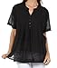 Sakkas Henley Pintuck Button Front Semi-Sheer Gauzy Cotton Blouse