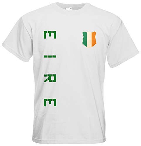 Irland Eire EM 2016 T-Shirt Trikot Name Nummer (Weiß, S)