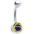 Stainless Steel Brazilian Flag Logo Belly Ring