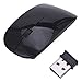 HDE Ultra-Thin Wireless Mouse 2.4GHZ Ergonomic Candy Colored Optical Mouse with USB Nano Receiver and Adjustable DPI Switch (Black)