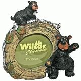 Decorative Circular Round Willie Bear With Cub Around A Birch Log Photo Picture Frame Holds A 2.25 Photo / 5