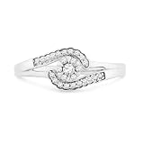Platinum Plated Sterling Silver Round Diamond Promise Ring (1/5 cttw)