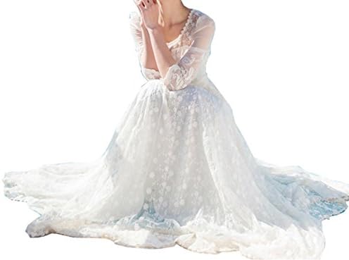 Iot Ltd Women Summer Lace Bohemian Trailing Beach Ball Gown Maxi Prom Dress (X-Large)