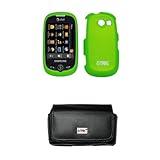 EMPIRE Black Leather Case Pouch with Belt Clip and Belt Loops + Neon Green  ....