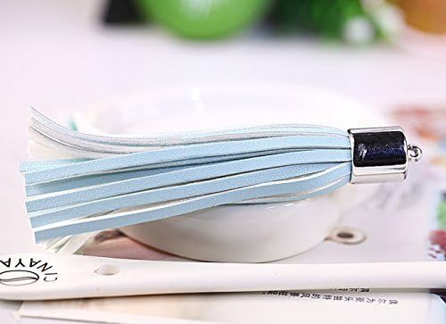 5*1pc Creative Leather Tassel Pendant Car Key Chain/mobile Phone Shell (Light blue)