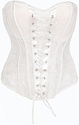 FeelinGirl Women's Strips Lace Up Front Overbust Corset Size XXL