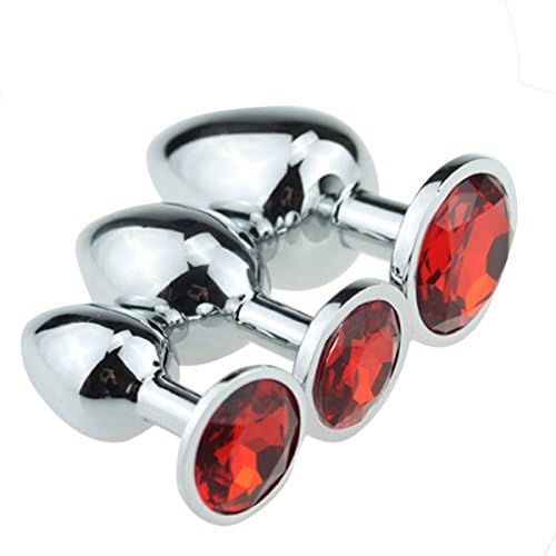 LadyKama Super Quality Stainless Steel Fetish Plug Anal Butt Jewelry (Red) (L+M+S)