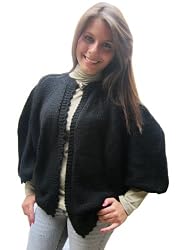 Handmade "Ma&ntilde;anita" Sweater - Sophisticated in Black (100% Knitted By Hand/recommended for Women Wearing Small/medium)