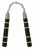 Nunchaku 8 Blk Top/Bot Yel Str - Martial Arts - Nunchaku