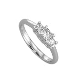 3 Diamond Princess Cut Bridal Engagement Ring 1/2 ct. in 14K White Gold