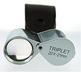 20x by 21mm TRIPLET professional JEWELERS LOUPE crome with LEATHER CASE