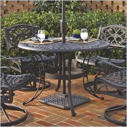 Home Style 5554-32 Biscayne Round Outdoor Dining Table, Black Finish, 48-Inch