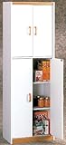 Deluxe Four Door Pantry (White / Oak) (72