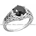 2.00ct Fancy-Black Diamond Ring Antique Style 14k White Gold