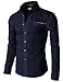 H2H Mens Button-down Shirts with Plaid Patterned Pocket Trim