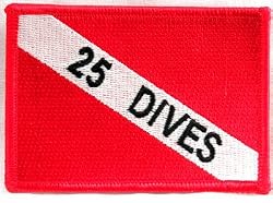 25 Dives Patch Embroidered Iron On Scuba Diving Diver Down Flag Emblem Souvenir