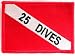 25 Dives Patch Embroidered Iron On Scuba Diving Diver Down Flag Emblem Souvenir