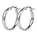 Women Stainless Steel Silver Plated Hoops Earrings