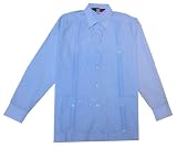 Long Sleeve Plain Front Guayabera Shirt
