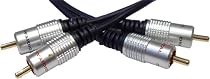 1 Metre High Quality Gold Metal Plug 2x Phono to 2x Phono RCA Cable