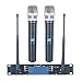 GTD Audio 2x100 Adjustable Frequency Channels UHF Wireless Microphone DJ Karaoke Mic System Long Range 400Ft, Battery Life 12 Hours (2 Handheld Mics)