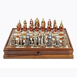 15" King Arthur Chess Checkers Set with Drawer