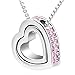 DOINSHOP New Useful Cute Nice Double Heart Crystal Rhinestone Eternal Love Silver Necklace