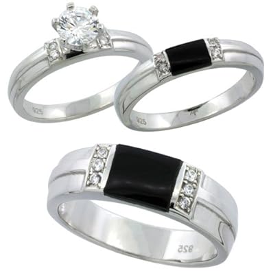 trio wedding ring set