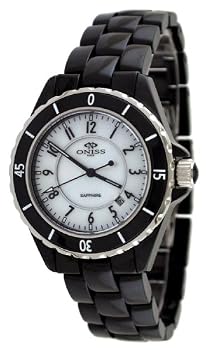 Oniss #ON8046-L Women's MOP Dial Midsized Black Sports Ceramic Watch