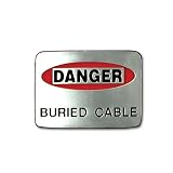 DANGER Buried Cable in Pants Pewter Belt Buckle