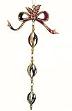 8 Red & Gold Spiral Bow Dangling Christmas Ornament