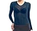Second Skin Womens Long Sleeve Sheer Top with Microfiber, Blue Nights one-Size