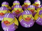 One Dozen (12) Purple & White FOOTBALL Rubber Ducky Ducks Party Favors