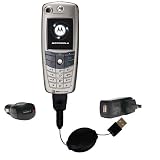 Retractable USB Hot Sync Compact Kit with Car & Wall Charger for the Motorola A845 - Gomadic Brand w/ TipExchange Technology