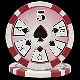 100 High Roller Poker Chips - 5 Red