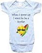 WHEN I GROW UP I WANT TO BE A SURFER - BigBoyMusic Baby Designs - White, Blue or Pink Onesie / Baby T-shirt