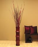 Scalloped Mango Wood Floor Vase, 30 inch Tall