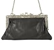 Vintage Style Leather Handbag Metal Frame Evening Bag